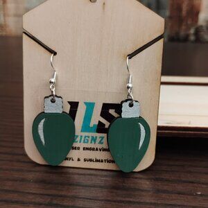 Green Christmas Light Dangle Earrings